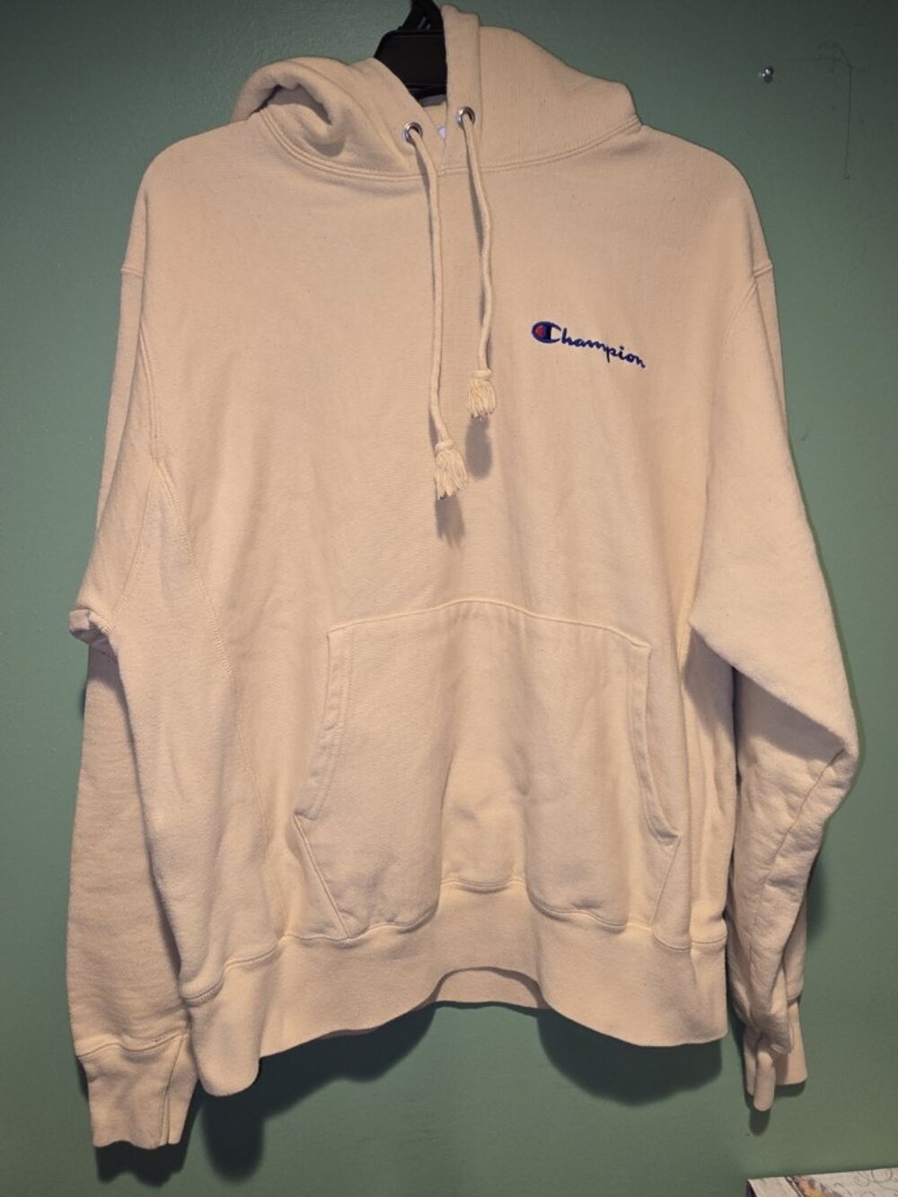 Champion Hoodie Sweatshirt Pullover Yellow Mens Size Medium